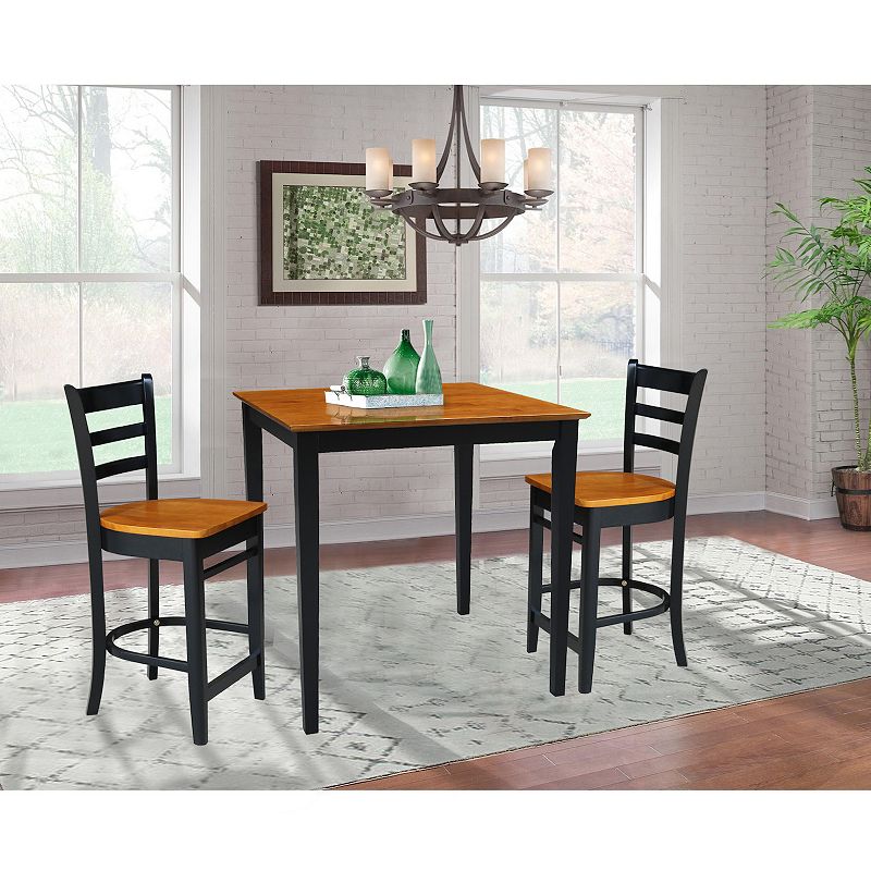 International Concepts Counter Black Cherry Dining Table and Emily Counter Stool 3-piece Set