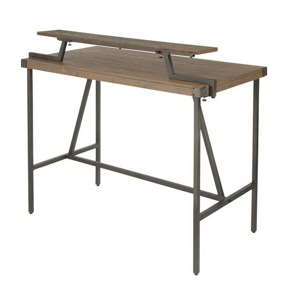 Gia Industrial Counter Table in Antique Metal and ...