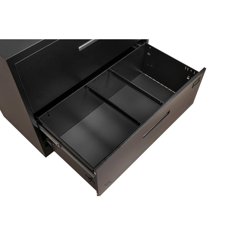 Modern Black 2-Drawer Lateral Filing Cabinet for LegalLetter A4 Size HI25262859