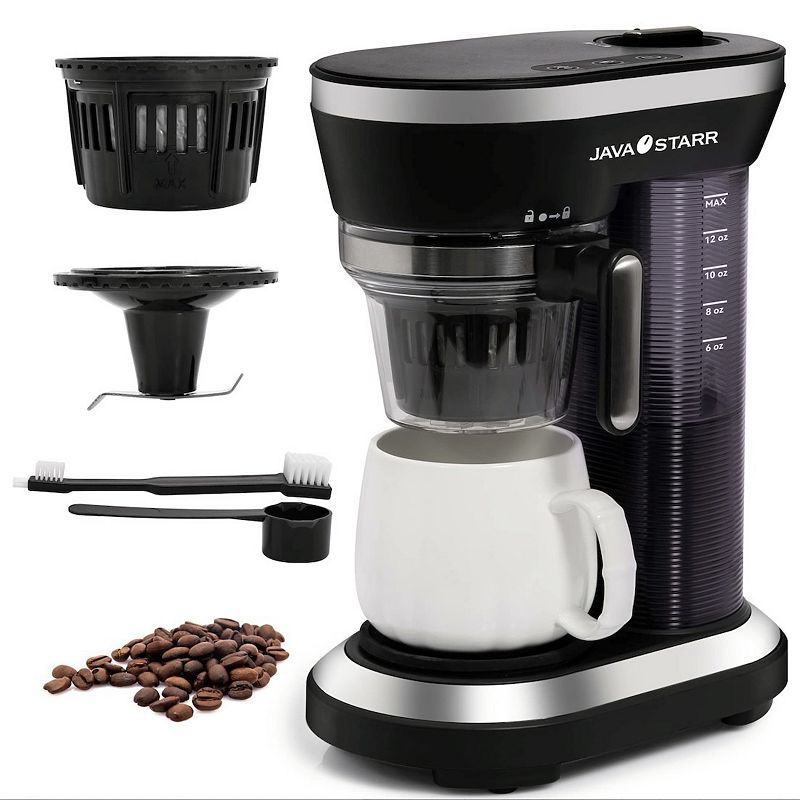 Bean to Cup Grind and Brew Coffee Maker， 2-in-1 One Cup Coffee Machine， Capacity 12-15 Oz