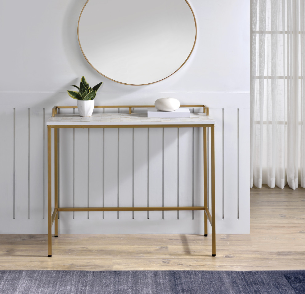 Brighton Console Table With Faux Black Marble Top and Black Metal Frame   Contemporary   Console Tables   by Office Star Products  Houzz