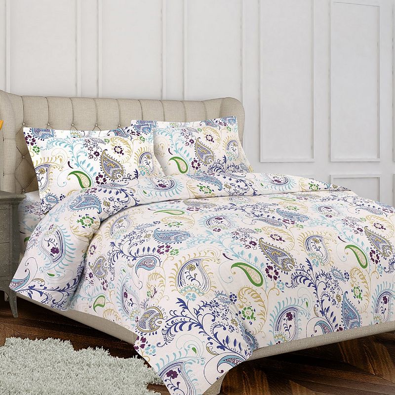 Tribeca Living Flannel Paisley Garden 3-pc. Duvet Cover Set