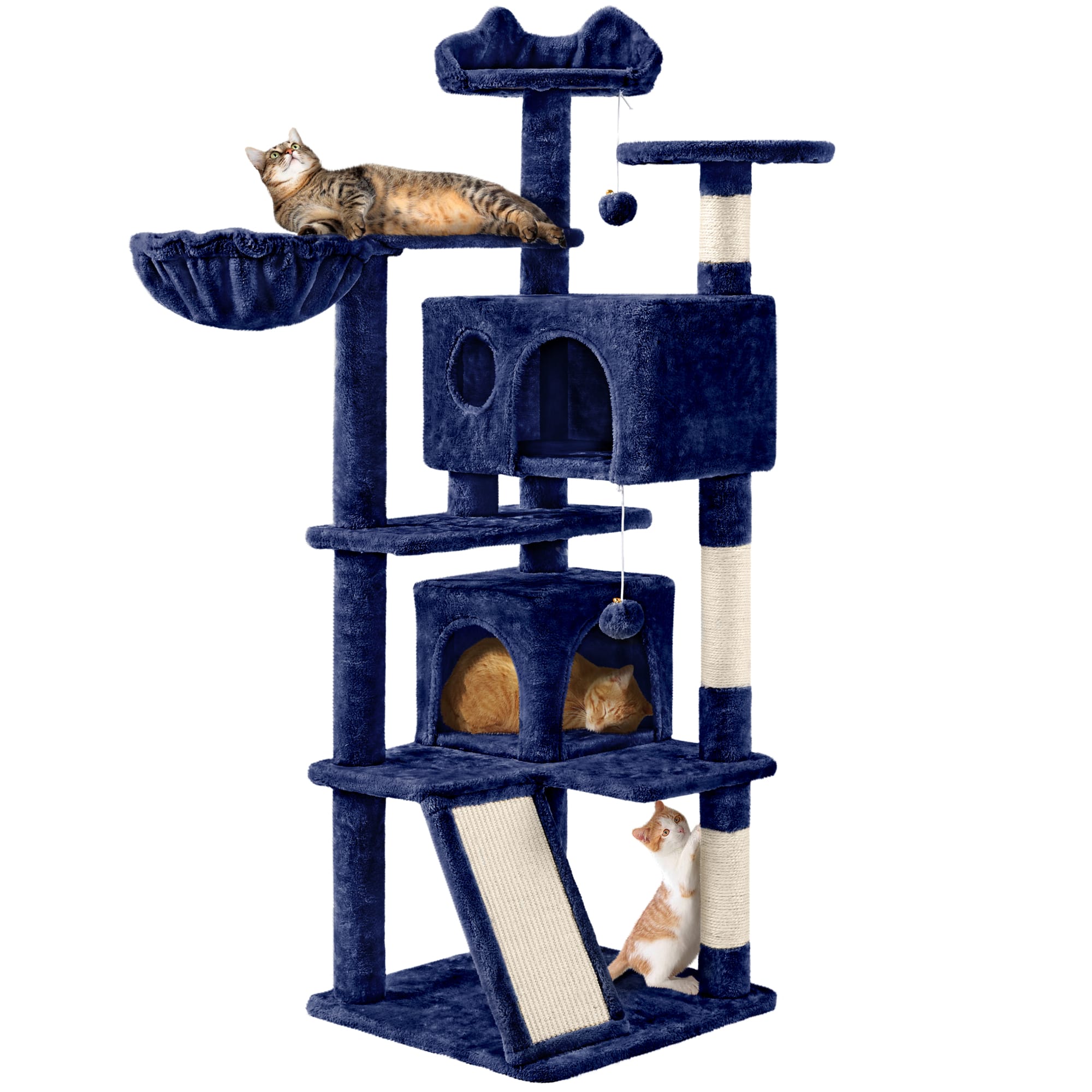 Topeakmart Navy Blue Plush Cat Tree for Kittens， 55