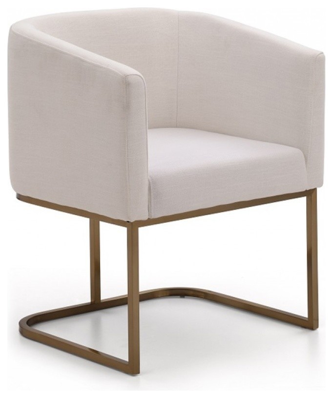 Modrest Yukon Modern White Fabric and Antique Brass Dining Chair   Contemporary   Dining Chairs   by Vig Furniture Inc.  Houzz