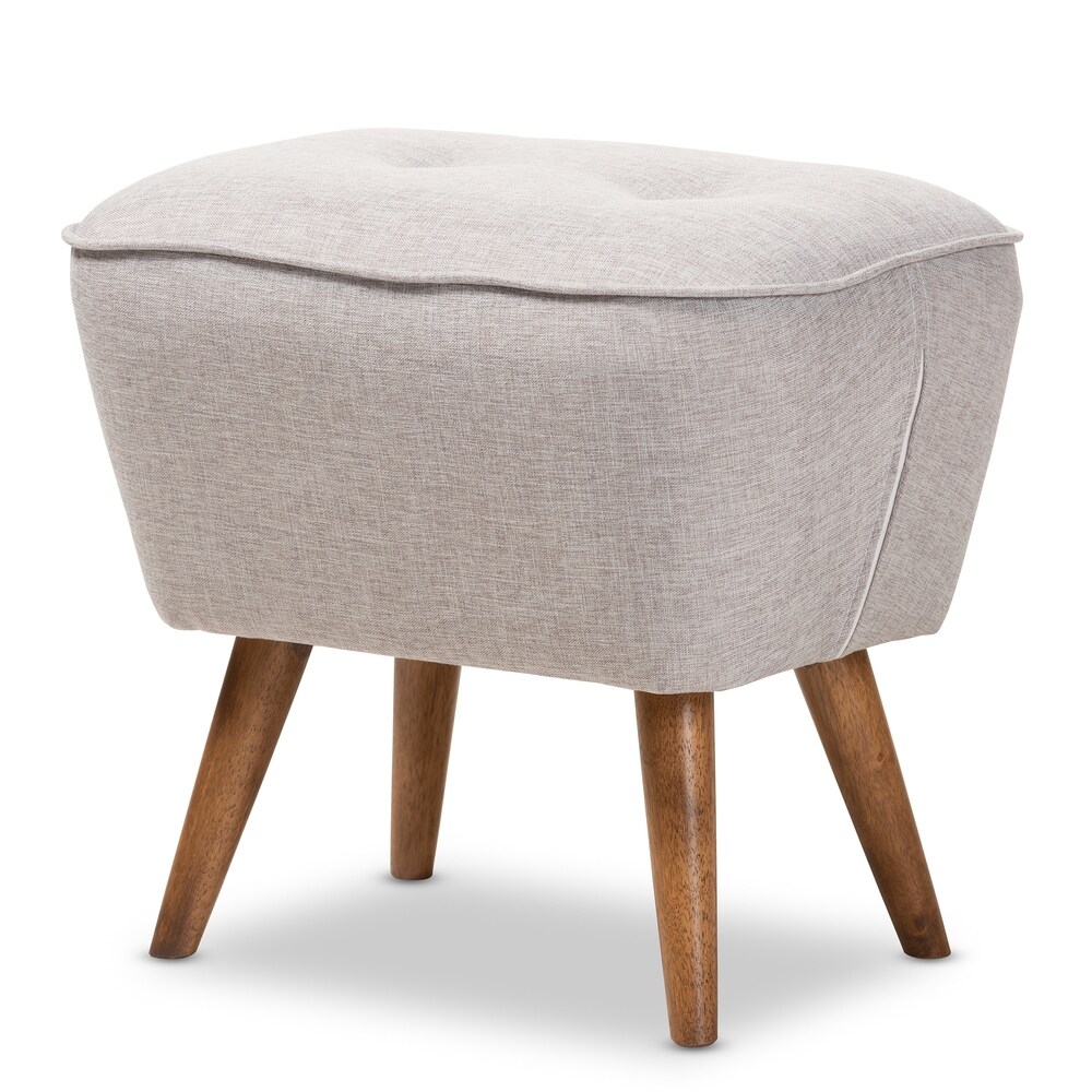 Mid Century Fabric Upholstered Ottoman by Baxton Studio
