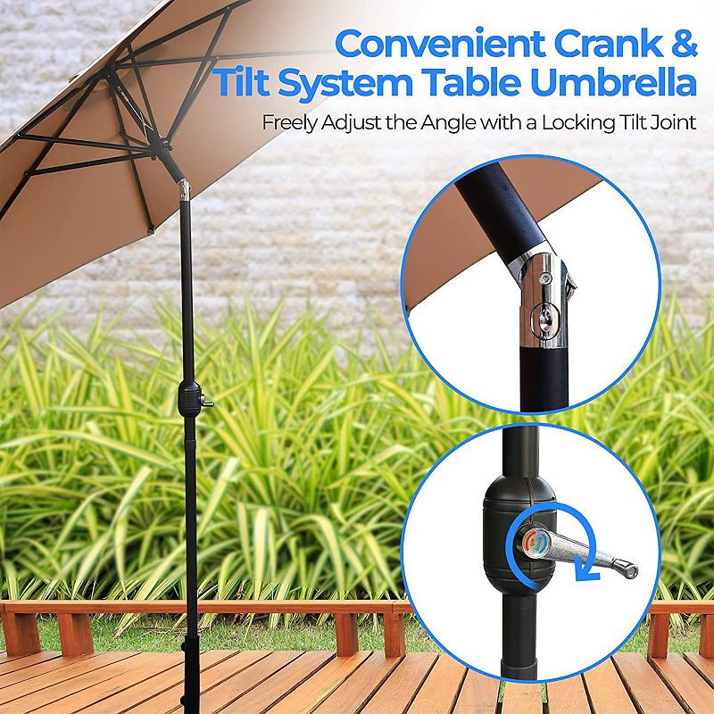 Serenelife 10 Foot Patio Table Umbrella With Push Button Tilt And Built-in Crank