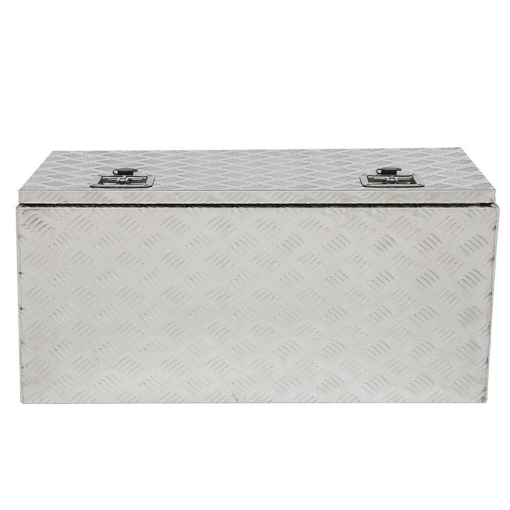 Karl home 36 in. Silver Diamond Plate Aluminum Underbody Truck Tool Box Double Lock with Key 662572796899