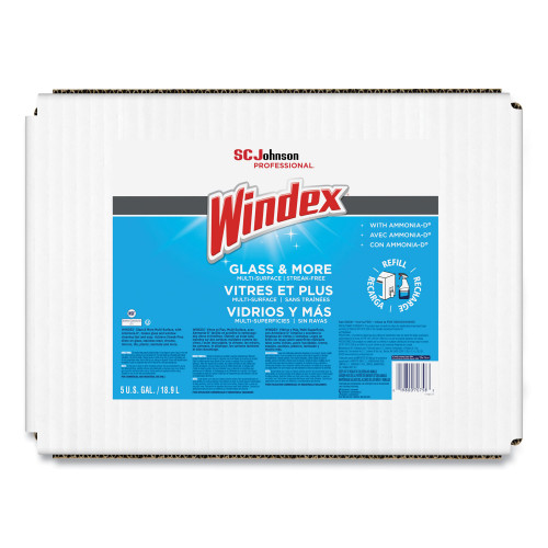 Windex Glass Cleaner with Ammonia-D， 5 gal Bag-in-Box Dispenser (696502)