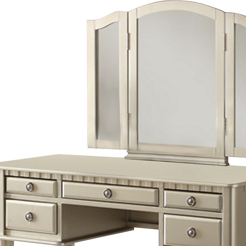 Commodious Vanity Set Featuring Stool And Mirror Silver