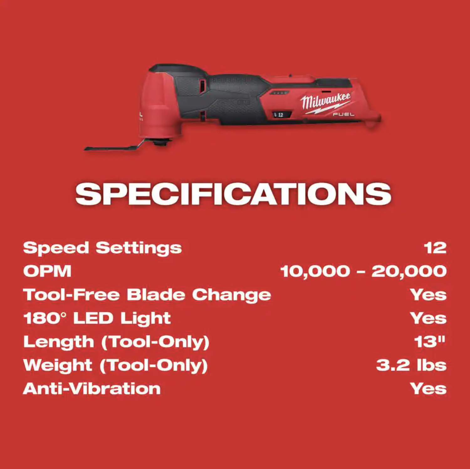 Milwaukee M12 FUEL 12-Volt Lithium-Ion Cordless Oscillating Multi-Tool Kit 2526-21XC