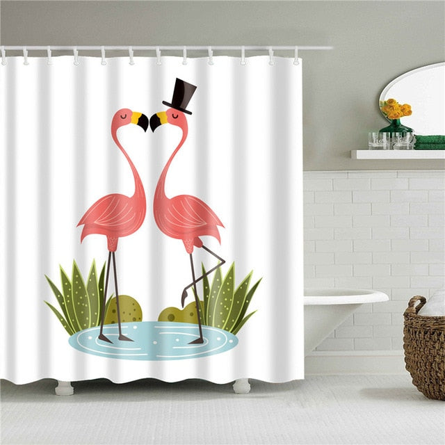 Nordic Pictures Polyester Waterproof Shower Curtains High Quality Animals Flamingo Shower Curtain In The Bathroom