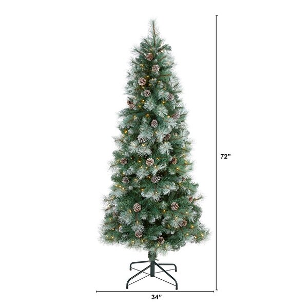 6' Frosted Tip Mountain Pine Christmas Tree with 250 Clear Lights