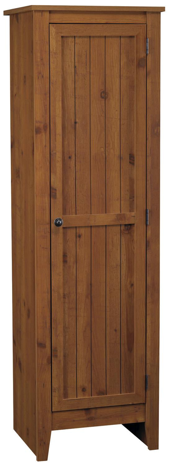 Ameriwood Home Milford Single Door Storage Pantry Cabinet， Old Fashioned Pine