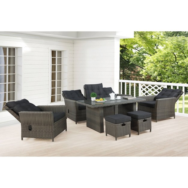 Asti 6pc Wicker Outdoor Seating Set Gray Alaterre Furniture