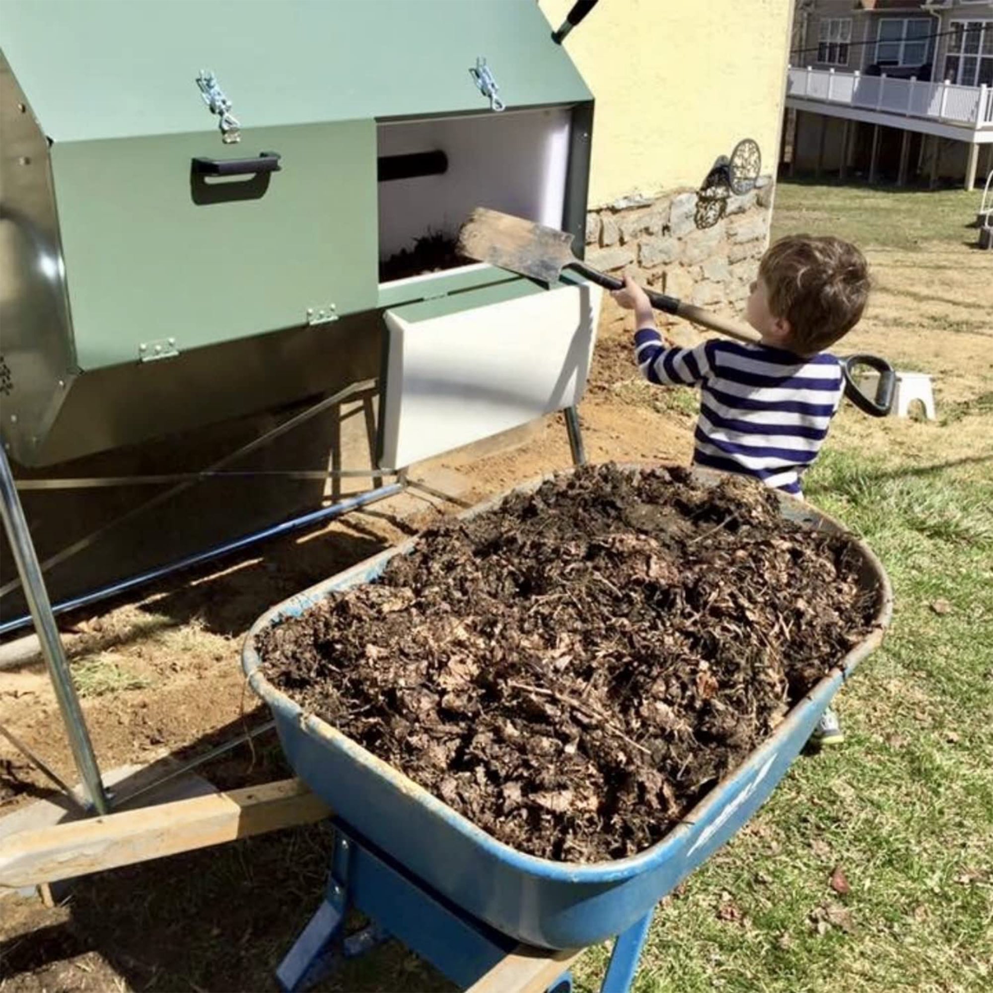 Jora Composters 106 Gallon Outdoor Dual Chamber Steel Compost Tumbler Bin