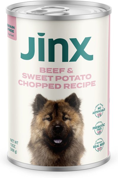 Jinx Beef and Sweet Potato Chopped Recipe Grain-Free Wet Dog Food， 13-oz can， case of 12