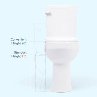 Convenient Height 2-Piece 1.28.09 GPF Dual Flush Elongated 20 in. Extra Tall Toilet in White Seat Included model S