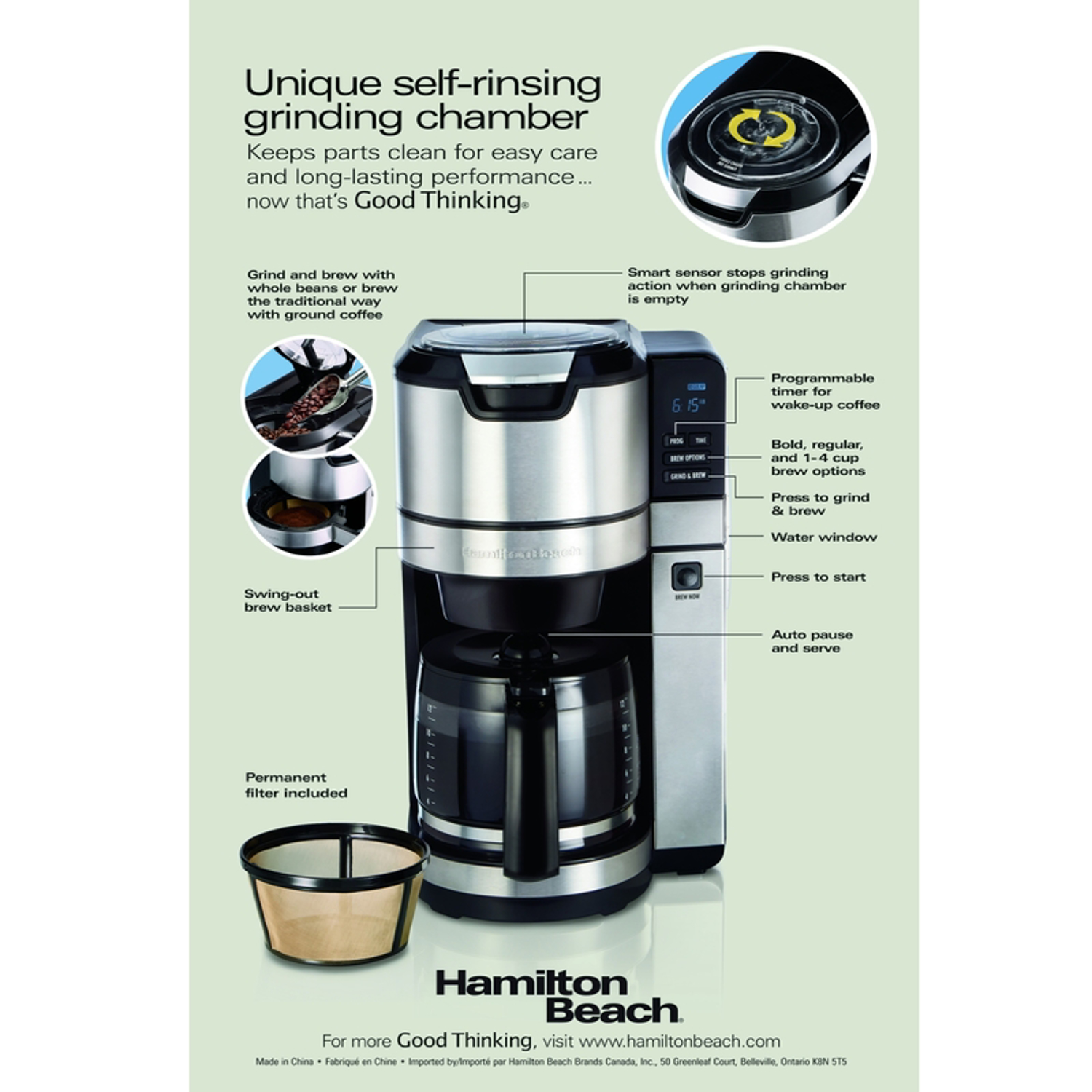 Hamilton Beach 12 cups Black/Silver Grind and Brew Coffee Maker