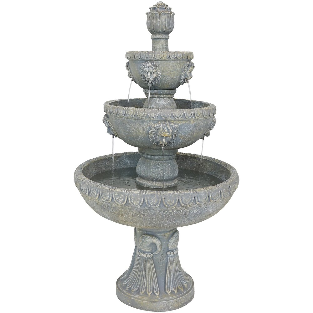 4 Tier Lion Head Outdoor Water Fountain Backyard Patio Feature   53\