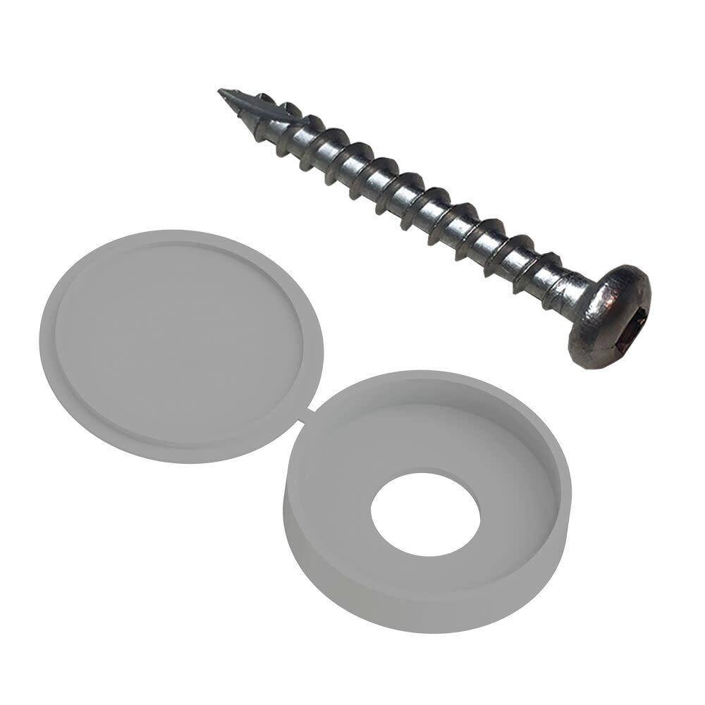 Barrette Outdoor Living 1-12 in. L #8 External Square Round Stainless Steel Decorator Screws and Cover Gray (12-Pack) 73050385