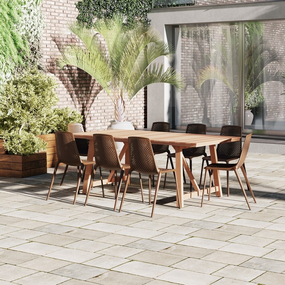 Amazonia Brown Rectangular Teak Wood Outdoor Dining Table   78 in. L x 39 in. W x 30 in. H