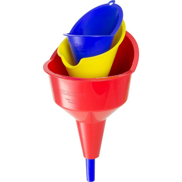 Flotool 3pc Automotive Funnels Red