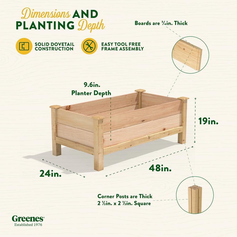 Greenes Fence 48 in. L x 24 in. W x 19 in. H Premium Cedar Elevated Garden Bed RCEV244819P