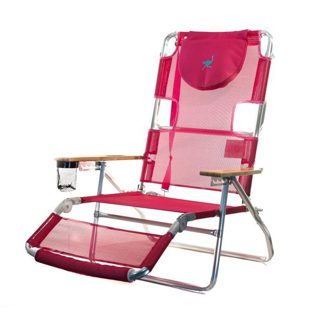 Ostrich Altitude 3n1 Lightweight Lawn Beach Reclining Lounge Chair With Footrest Outdoor Furniture For Patio Balcony Backyard Or Porch Pink