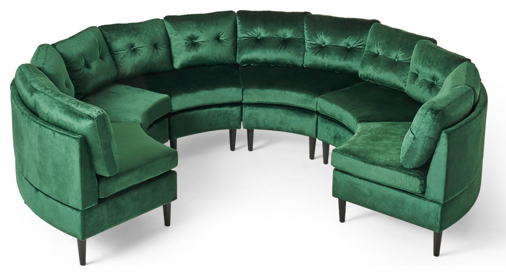 Modesty Glam Velvet Modular 6 Seater Sectional   Midcentury   Sectional Sofas   by GDFStudio  Houzz