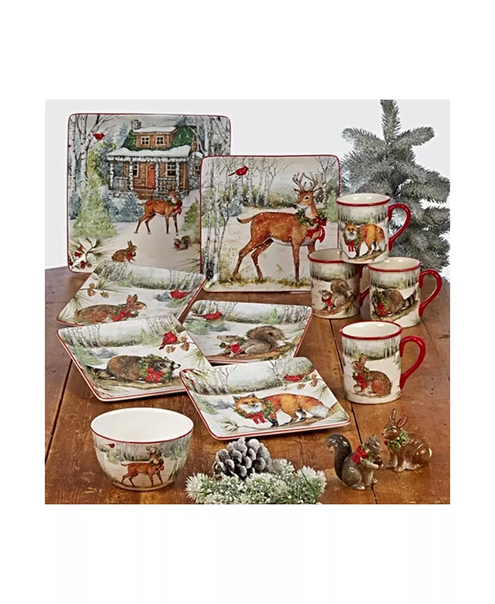 Certified International Winter Forest 4 Piece Dinner Plate