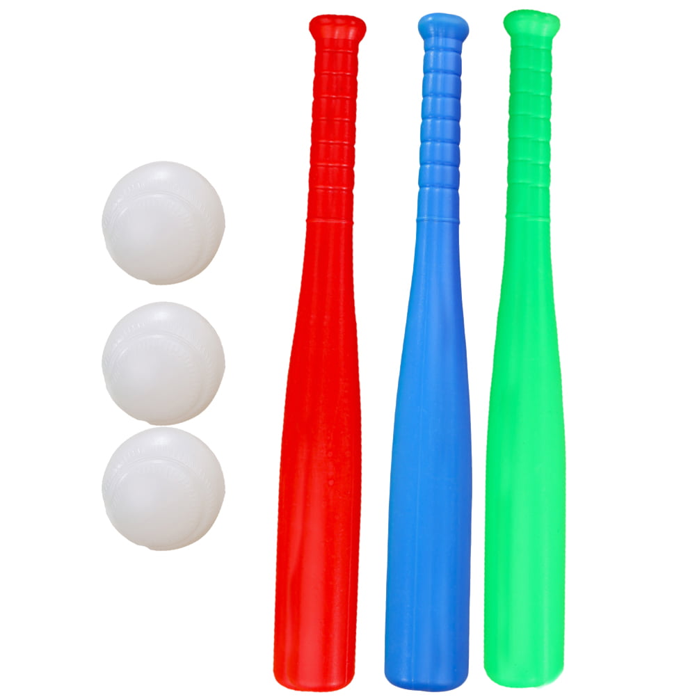 6pcs Kids Baseball Set Kids Outdoor Baseball Toys Practice Batting Skill Ball for Children Toddlers (3pcs Baseball Bat + 3pcs Ba