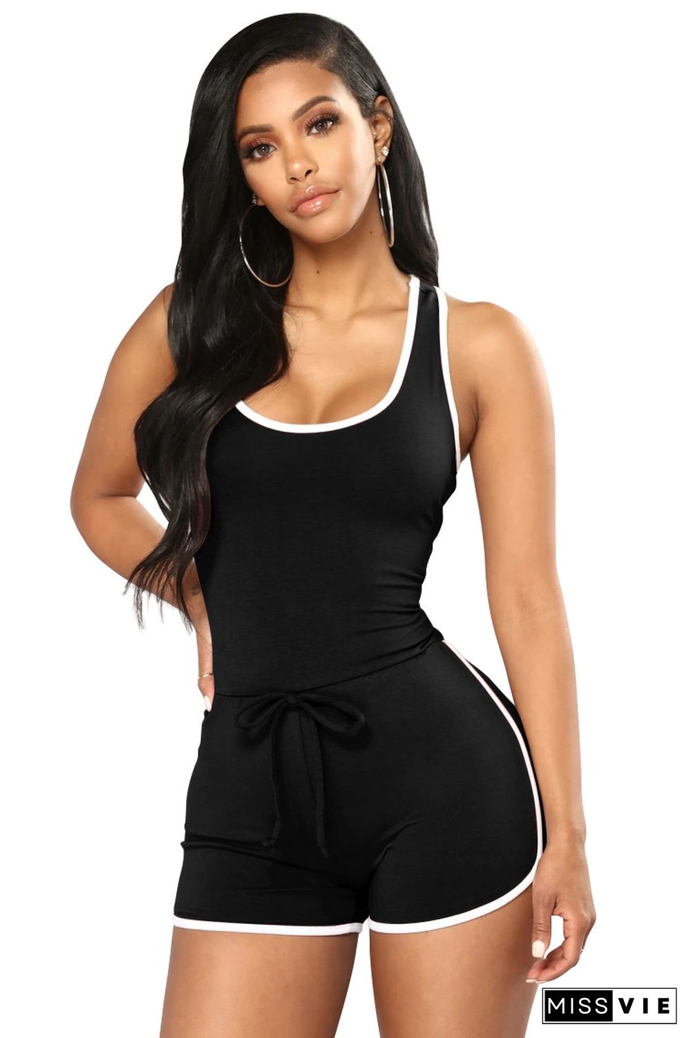 Solid-color Sexy Tight Middle Waist I-Back Romper