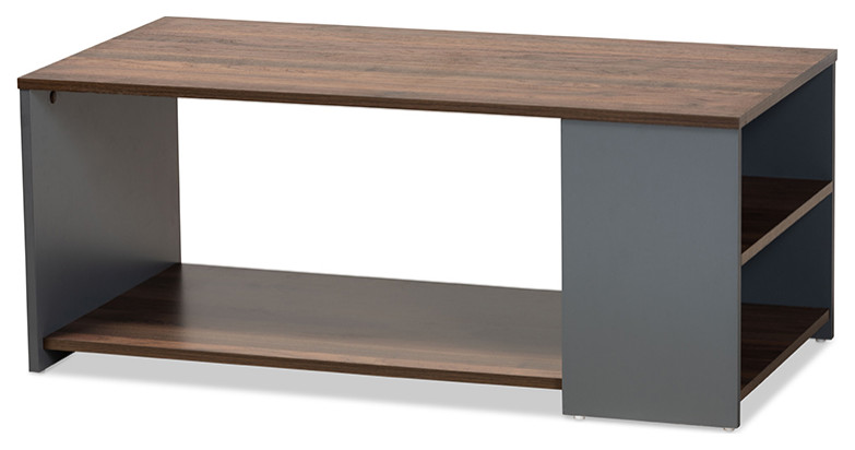 SaraJo Contemporary Two Tone Walnut Brown and Gray Wood Storage Coffee Table   Industrial   Coffee Tables   by Baxton Studio  Houzz