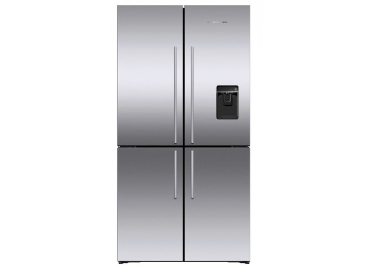 Fisher and Paykel Series 7 19 Cu. Ft. Stainless Steel Freestanding Quad Door Refrigerator Freezer， Ice and Water