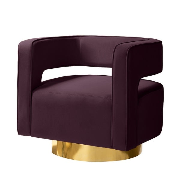 Carisa Modern Upholstered Swivel Comfy Open-Back Barrel Chair with Golden Base by HULALA HOME