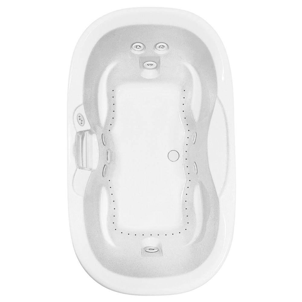 Aquatic Universal Oval 70 in. Acrylic Center Drain Oval Drop-In Air Bath Whirlpool Bathtub with Heater in White 826644404550