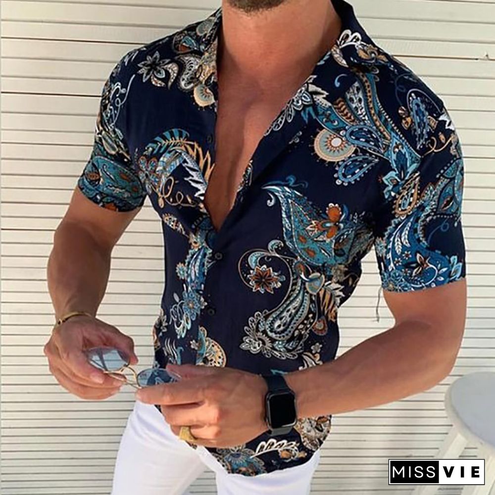 Men's Casual Printed Short Sleeve Shirt