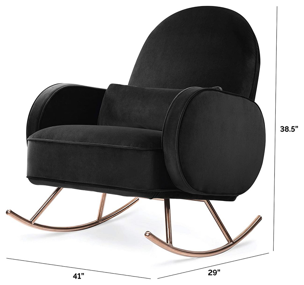 Modern Rocker  Rose Gold Finished Legs  ampPadded Seat With Lumbar Pillow   Transitional   Rocking Chairs   by Decorn  Houzz