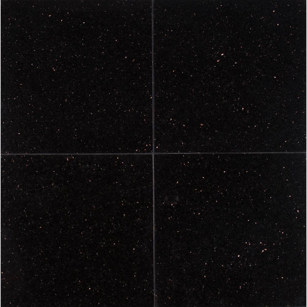 MSI Black Galaxy 12 in. x 12 in. Polished Granite Stone Look Floor and Wall Tile (10 sq. ft.Case) TBLKGXY1212