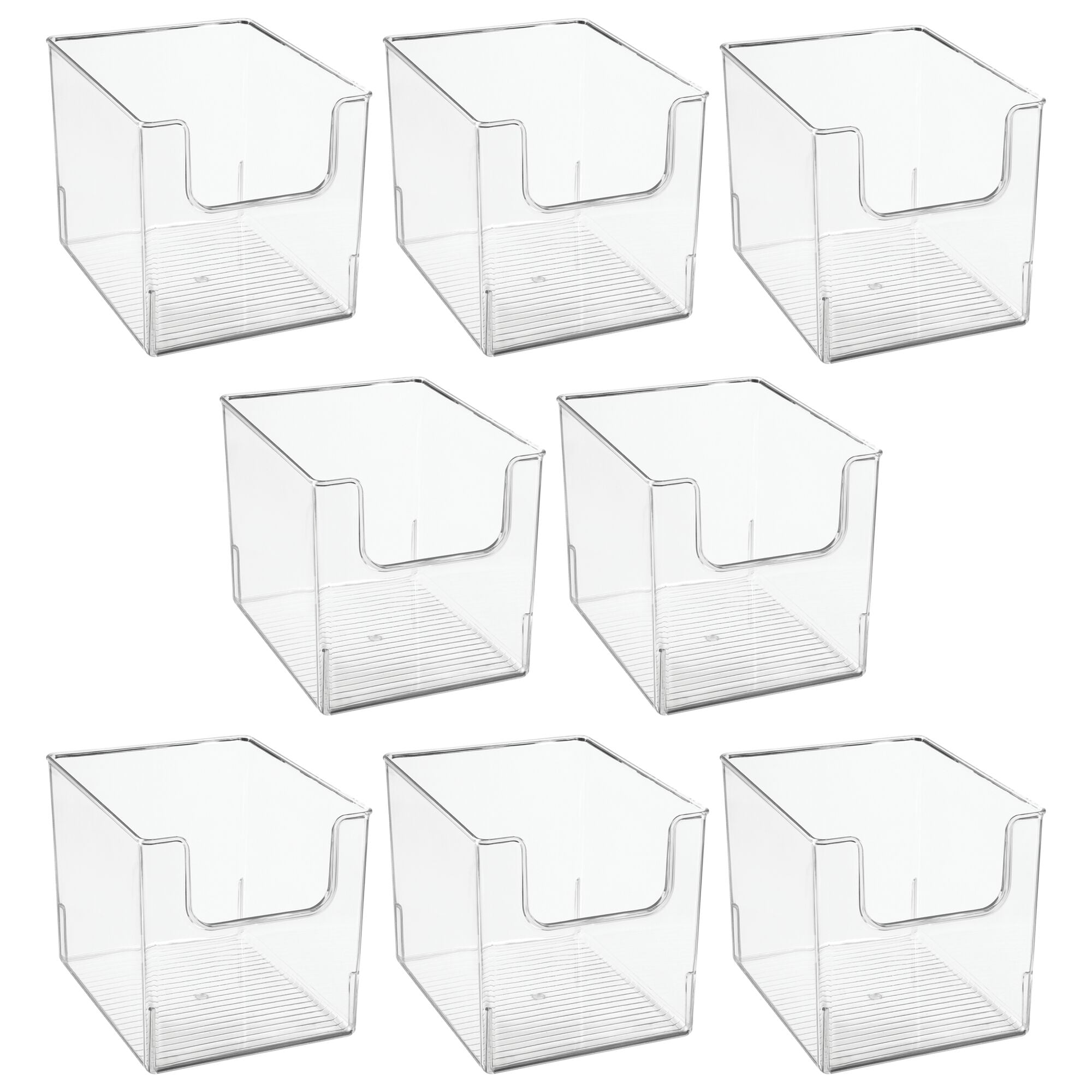 mDesign Modern Plastic Open Front Dip Storage Organizer Bin Basket for Bathroom Organization - Vanity Shelf， Cubby， Cabinet， and Closet Organizing Decor - 8 Pack - Clear