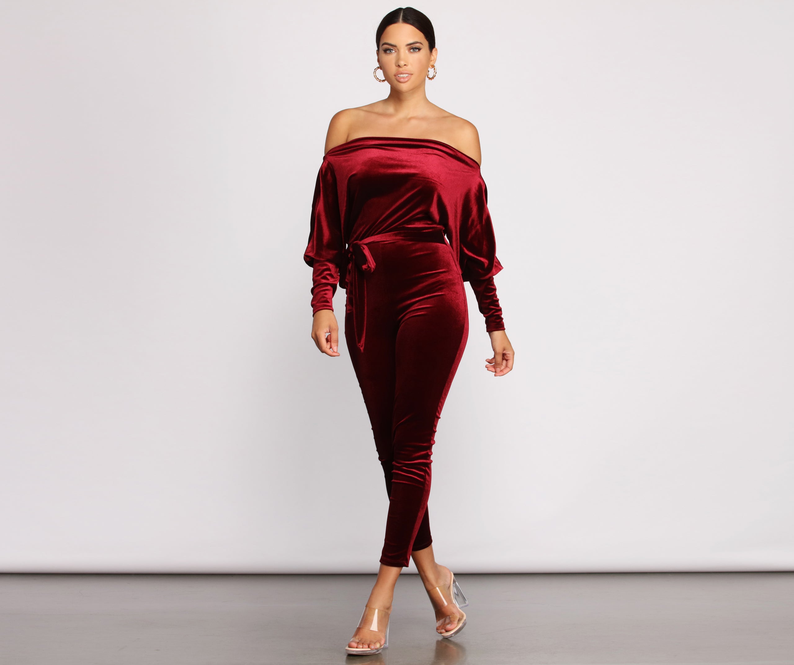 Luxe Elegance Tie Waist Velvet Catsuit