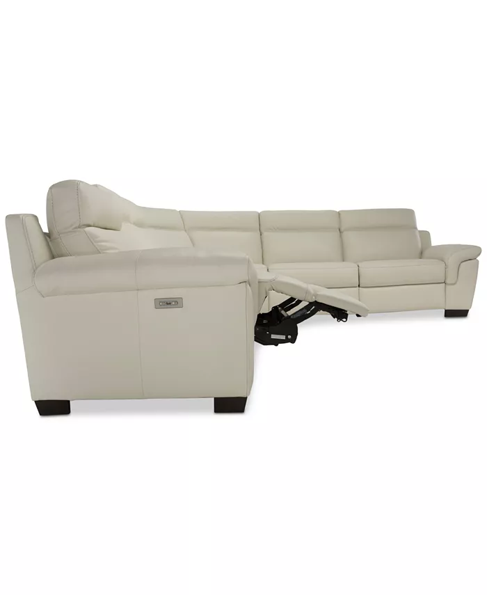 Furniture Julius 150 II 6-Pc. Leather Sectional Sofa With 2 Power Recliners Power Headrests and USB Power Outlet