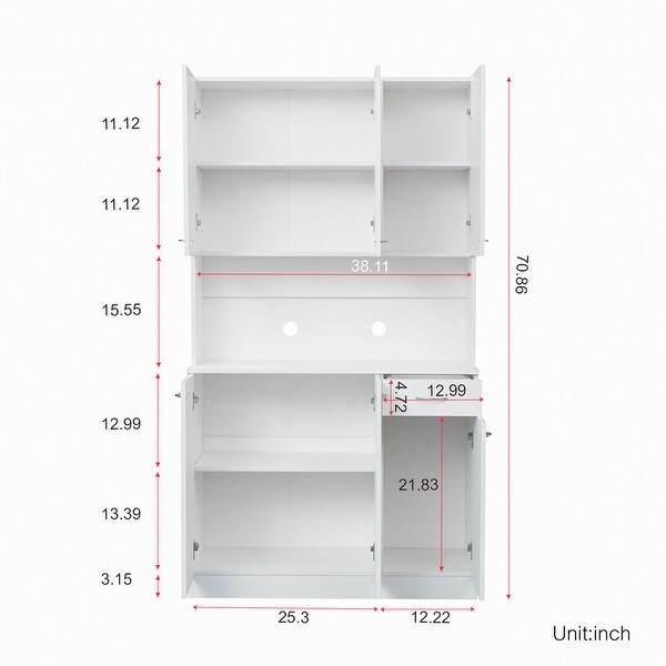 Wood Open Wardrobe with 1 Drawers， Large Storage Space - - 37938212