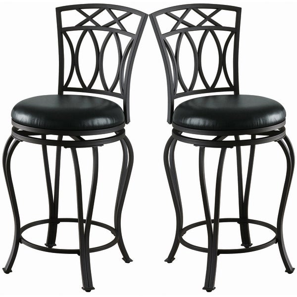 Timeless Design Metal Frame Black Upholstered Swivel Counter Height Dining Stool