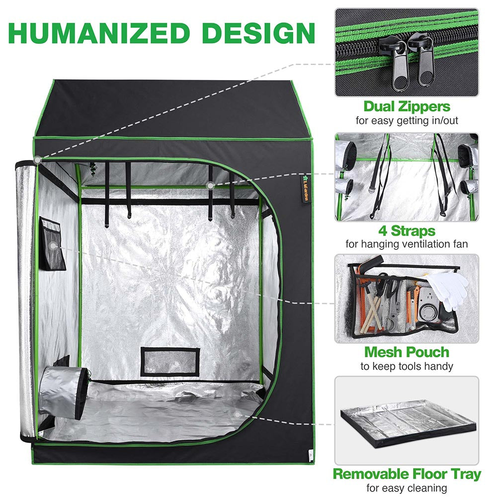 LAGarden 4x4 Grow Tent Roof Cube Hydro Grow Room 48x48x72