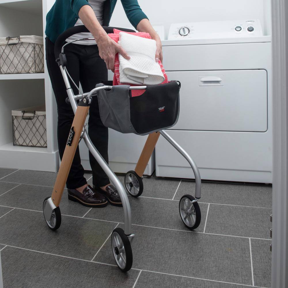 Stander Trust Care Let's Go 4-Wheel Indoor Rollator Rolling Walker with Tray and Basket in Red 4500-RD