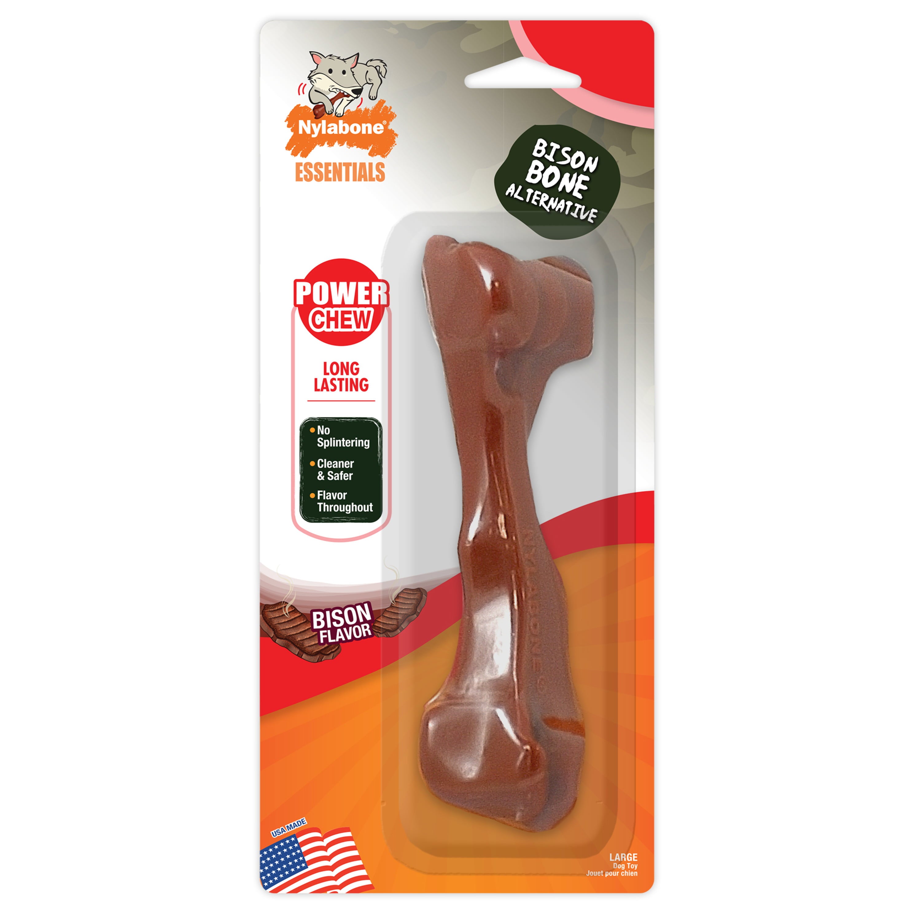 Nylabone Power Chew Bison Bone Alternative Nylon Dog Chew Toy - Up to 50 lbs.