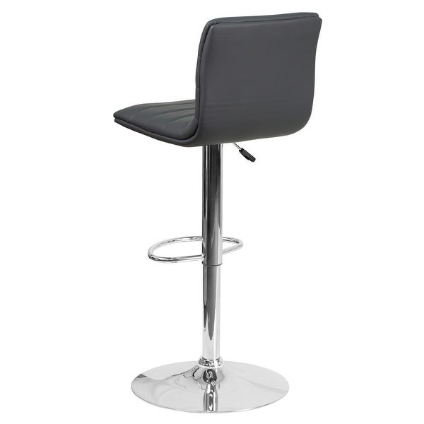 Modern Vinyl Adjustable Height Barstool with Horizontal Stitch Back - 16