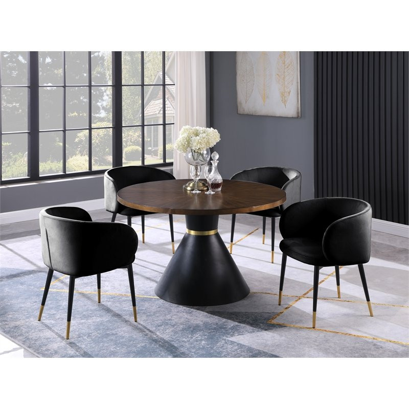 Hemingway Velvet Upholstered Side Chair in Black   Midcentury   Dining Chairs   by Homesquare  Houzz