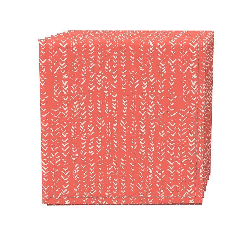 Napkin Set， 100% Polyester， Set of 4， 18x18， Coral Batik Design